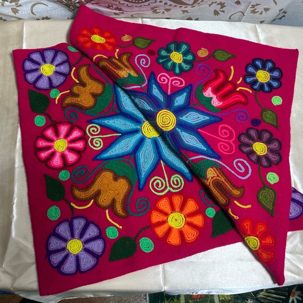 Vibrant Floral hand made Embroidered cushion covers